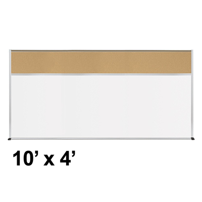 Best-Rite Style-C 10 x 4 Tackboard and Porcelain Magnetic Combination Whiteboard (Shown in Natural Cork)