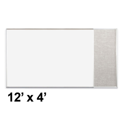 Best-Rite Style-E 12 x 4 Combo-Rite Tackboard and Porcelain Magnetic Combination Whiteboard (Shown in Sterling)