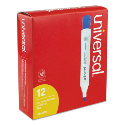 Universal Dry Erase Marker, Chisel Tip, Blue, 12-Pack