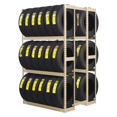 Tennsco 42" D x 60" W x 84" H Double Entry 3-Shelf Tire Rack Open-Back Shelving Unit (Shown in Sand)