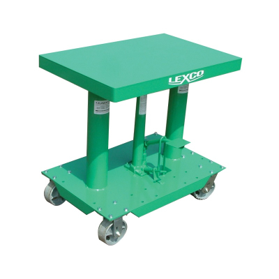 400 lb Load. 18" Lift. Lowered / Raised Height: 30" / 48". 18" W x 24" L Table. Foot Operated Hydraulic lift.<br />