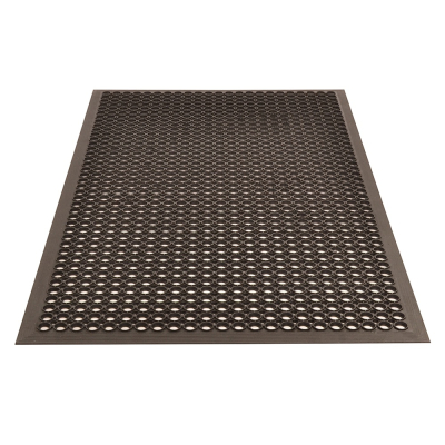 NoTrax 504 Beveled Drain-Step 3' x 5' Rubber Drainage Anti-Slip Anti-Fatigue Floor Mat, Black