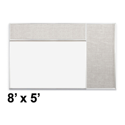 Best-Rite Style-D 8 x 5 Combo-Rite Tackboard and Porcelain Magnetic Combination Whiteboard (Shown in Sterling)