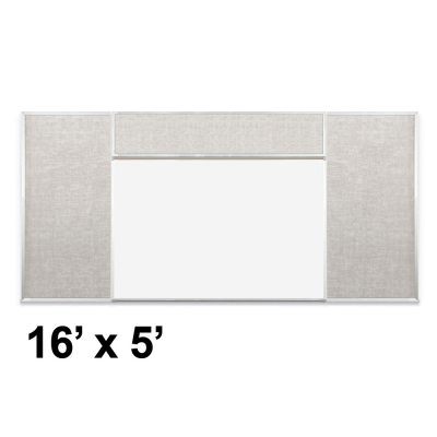 Best-Rite Style-H 16 x 5 Combo-Rite Tackboard and Porcelain Magnetic Combination Whiteboard (Shown in Sterling)