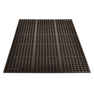 NoTrax 543 Cushion-Tred 3' x 5' Rubber Drainage Anti-Fatigue Floor Mat, Black