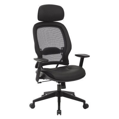 Office Star Space Seating Professional AirGrid Mesh-Back Eco-Leather High-Back Executive Office Chair