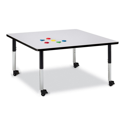 Jonti-Craft Berries 48" x 48" Mobile Square Classroom Activity Table (Shown in Grey / Black)