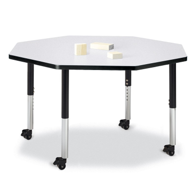 Jonti-Craft Berries 48" x 48" Mobile Octagon Classroom Activity Table (Shown in Grey / Black)