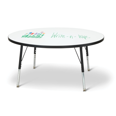 Jonti-Craft Berries 48" D Round Dry Erase Classroom Activity Table, 15" to 24" H