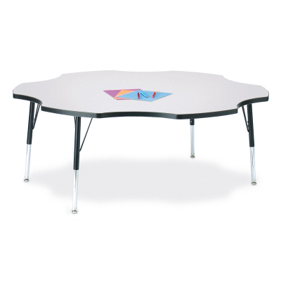 Jonti-Craft Berries 60" D Six-Leaf-Shaped Elementary Classroom Activity Table (Shown in Grey/Black)