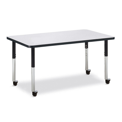 Jonti-Craft Berries 48" x 30" Mobile Rectangle Classroom Activity Table (Shown in Grey / Black)