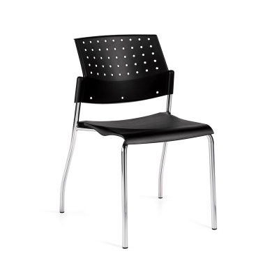 Global Sonic 6508 Polypropylene Stacking Chair, Armless (Shown in Black)