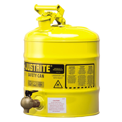 Justrite 7150240 Type I 5 Gallon Shelf Dispensing Safety Can, Yellow