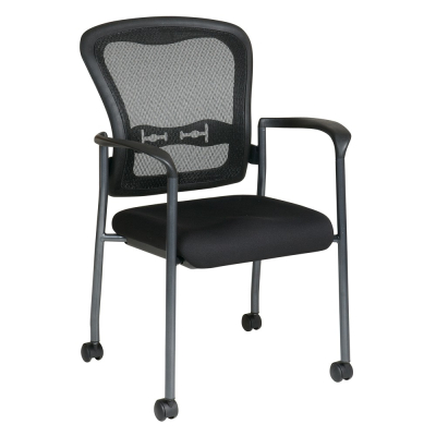 Office Star Pro-Line II ProGrid Mesh-Back Fabric Mid-Back Stacking Guest Chair
