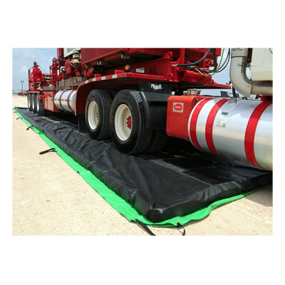 Ultratech Ultra-Containment 8463 Foam Wall 12 ft. x 35 ft. x 4" H PVC Spill Containment Berm (12 ft. x 50 ft. shown; example of use)
