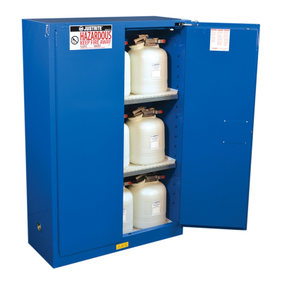 Just-Rite Sure-Grip EX 864528 Self Close Two Door Hazardous Material Safety Cabinet, 45 Gallons, Royal Blue