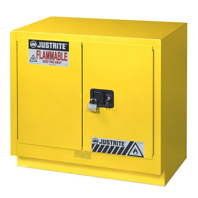 Justrite Fume Hood 23 Gal Self-Closing Flammable Storage Cabinet (Shown in Yellow, Padlock Not Included)