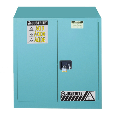 Just-Rite Sure-Grip EX 893082 One Bi-Fold Self Close Door Corrosives Acids Steel Safety Cabinet, 30 Gallons, Blue