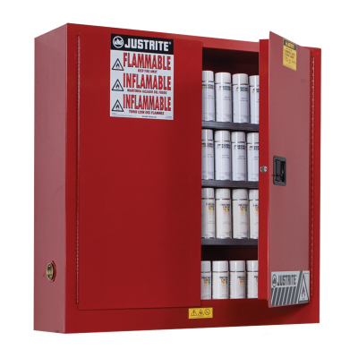 Just-Rite Sure-Grip EX 8934016 Wall Mount Two Door Aerosol Can Safety Cabinet, 20 Gallons, Red
