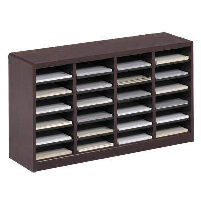Safco E-Z Stor 24-Compartment Wood Mail Sorter (Shown in Mahogany)