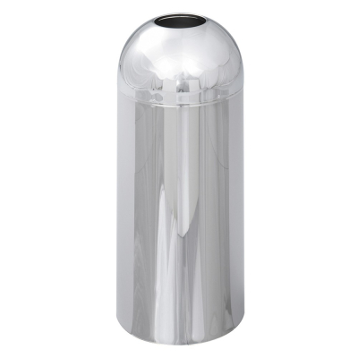 Safco Reflections 15 Gal. Open Top Dome Trash Receptacle, Chrome