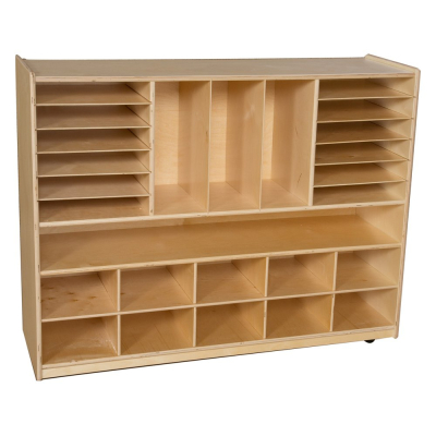 Wood Designs Childrens Classroom 10-Shelf Art Mobile Multi-Storage, 38" H x 48" W x 15" D