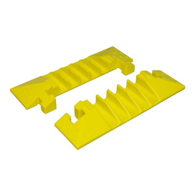 Checkers 5-Channel 1.25" Bumble Bee Cable Protector End Boots with T-Bone Connector in Yellow, Set of 2