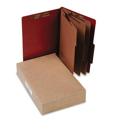 Acco 8-Section Legal Pressboard 25-Point Classification Folders, Earth Red, 10/Box