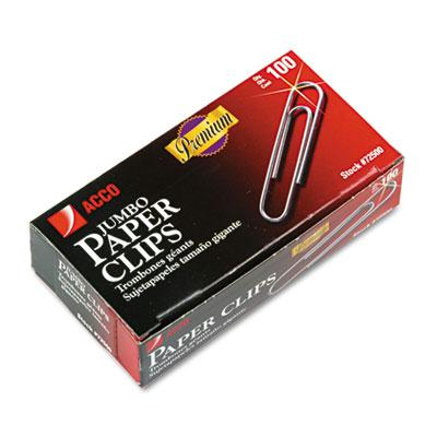 Acco Jumbo Wire Silver Smooth Finish Premium Paper Clips, 1000-Paper Clips