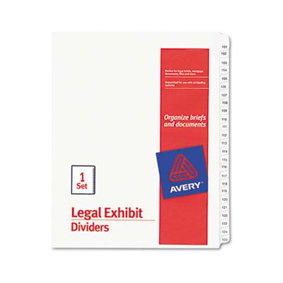 Avery 101-125 Allstate 25-Tab Legal Exhibit Side Tab Dividers, White, Pack of 25