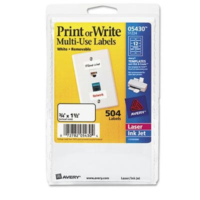 Avery 1-1/2" x 3/4" Removable Multi-Use Labels, White, 504/Pack