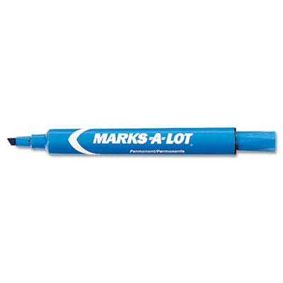 Marks-A-Lot Large Permanent Marker, Chisel Tip, Blue, 12-Pack