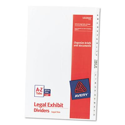 Avery A-Z Preprinted 26-Tab Legal Dividers, White, 1 Set