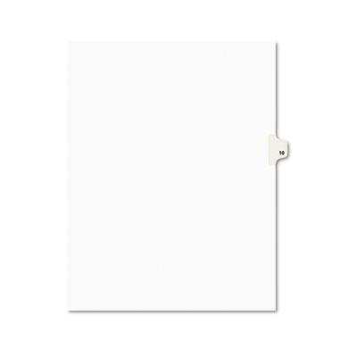 Avery Preprinted "10" Tab Letter Dividers, White, 25/Pack