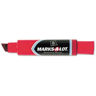 Marks-A-Lot Jumbo Permanent Marker, Chisel Tip, Red