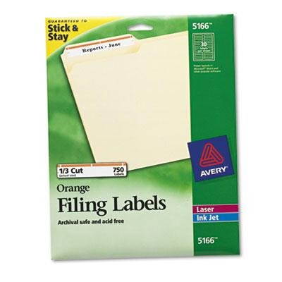 Avery 3-7/16" x 2/3" Self-Adhesive Laser & Inkjet File Folder Labels, Orange Border, 750/Pack