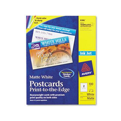 Avery 4" x 6", 100-Cards, White Inkjet Postcard Stock