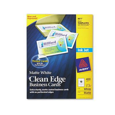 Avery 3-1/2" x 2", 400-Cards, White Clean Edge Inkjet Card Stock