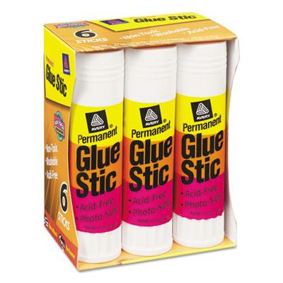 Avery 1.27 oz Permanent Glue Sticks, White Application, 6/Pack