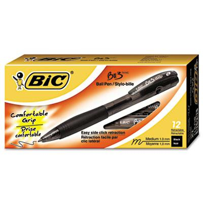 BIC BU3 1 mm Bold Retractable Ballpoint Pens, Black, 12-Pack
