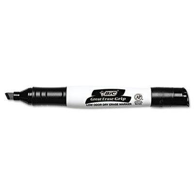 BIC Great Erase Grip Dry Erase Marker, Chisel Tip, Black, 12-Pack