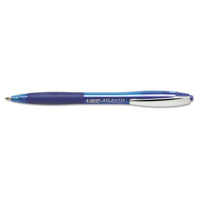 BIC Atlantis 1 mm Medium Retractable Ballpoint Pens, Blue, 12-Pack