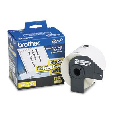 Brother DK1202 Die-Cut 2-3/7" x 4" Paper Shipping Label Roll, White, 300/Roll