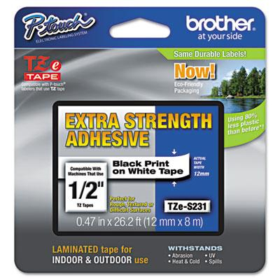 Brother P-Touch TZES231 TZe Series 1/2" x 26.2 ft. Labeling Tape, Black on White