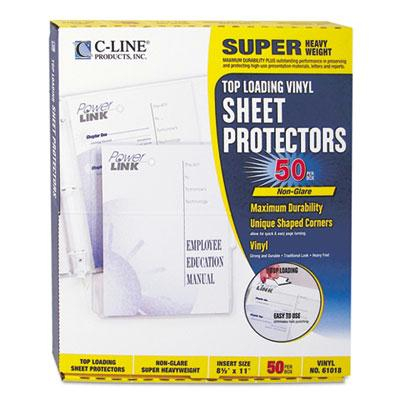 C-Line 8-1/2" x 11" Super Heavyweight Non-Glare Vinyl Sheet Protectors, 50/Box