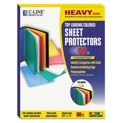 C-Line 8-1/2" x 11" Top-Load Colored Poly Sheet Protectors, 50/Box