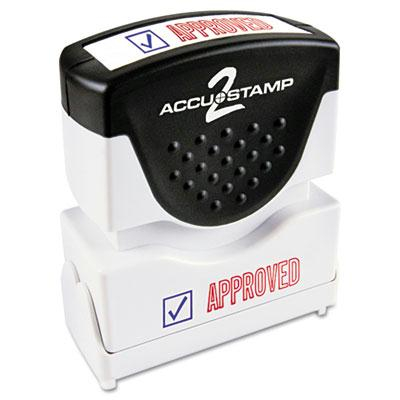 Accustamp2 "Approved" Shutter Stamp with Microban, Red/Blue Ink, 1-5/8" x 1/2"