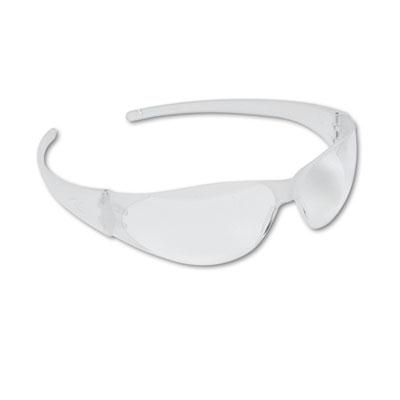 MCR Safety Crews Checkmate Wraparound Safety Glasses, Clear Frame & Lens, 12/Box