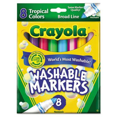 Crayola Washable Marker, Conical Point, Tropical Assorted, 8-Pack