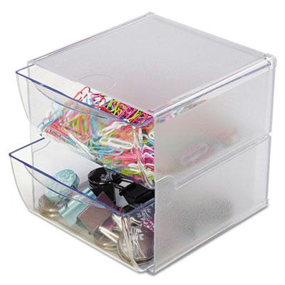 Deflect-o Two Drawer Desk Cube, Clear Plastic